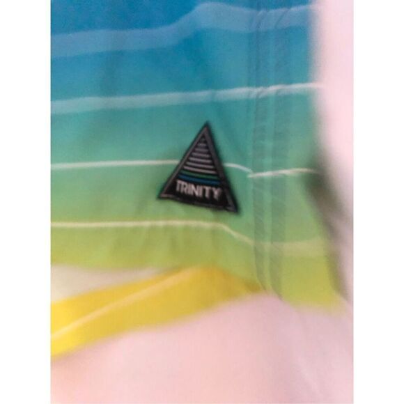 Trinity Men's Multi Colored Striped Drawstring Swimwear Board Shorts Size 30 - Picture 3 of 4
